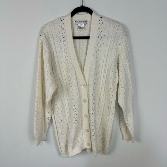 Vintage JH Collectibles Cream Knit Button Front Cardigan Cottagecore y2k Neutral - Picture 1 of 4